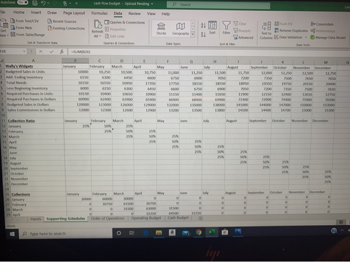 B2- Insert Draw from exsy from o cashow budget ouding Formulas Data
