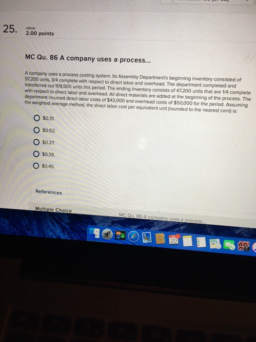 Department started.. The Fabricating Department started the current month with a beginning