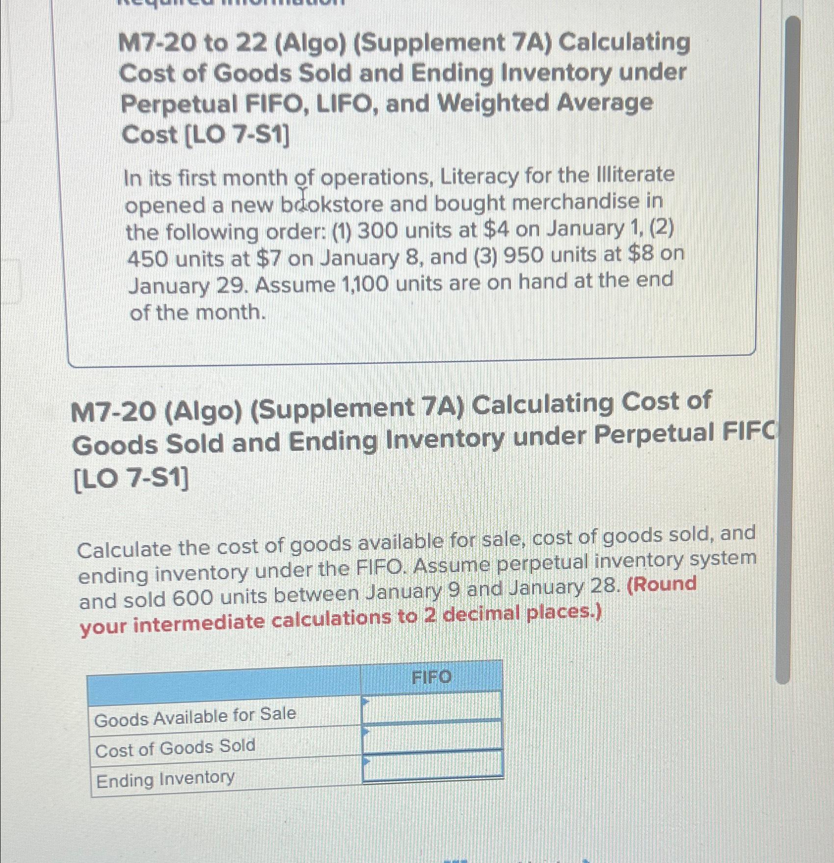  M7-20 to 22(Algo)(Supplement 7A) Calculating Cost of Goods Sold and Ending