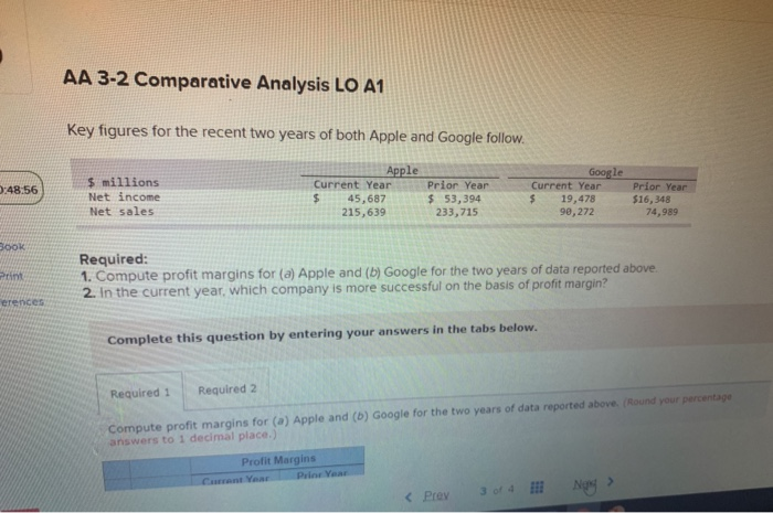  AA 3-2 Comparative Analysis LO A1 Key figures for the recent