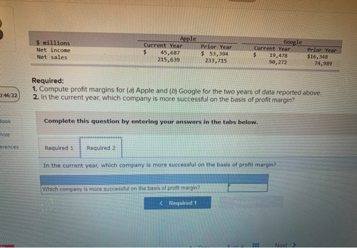 income Net sales Apple Current Year $ 45,687 215, 639 Prior Year