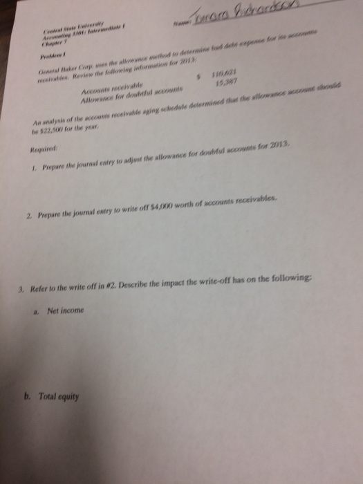  genera baker corp use the allowance method to determine ame General