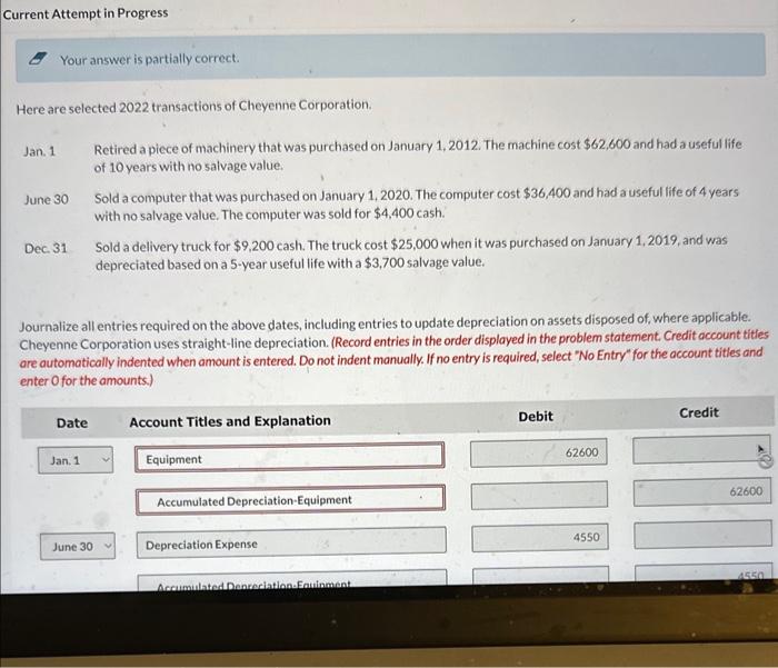  Current Attempt in Progress Your answer is partially correct. Here are