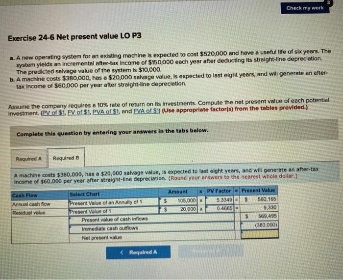 system for an existing machine is expected to cost $520,000 and have