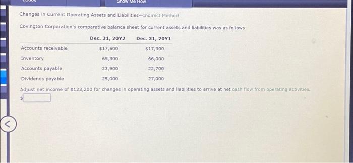  Changes in Current Operating Assets and Liabilities - Indirect Method Covington