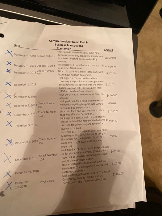 create A Unadjusted Trial balance using the info provided MacBook Po Comprehensive