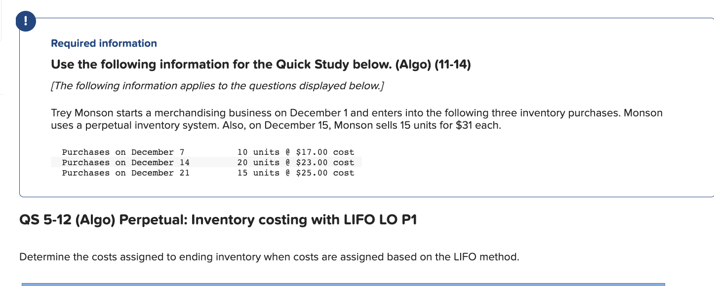 PLEASE HELP WITH LIFO AND FIFO!!!!!!!!! Required information Use the following information