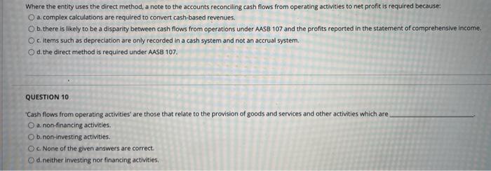  Where the entity uses the direct method, a note to the