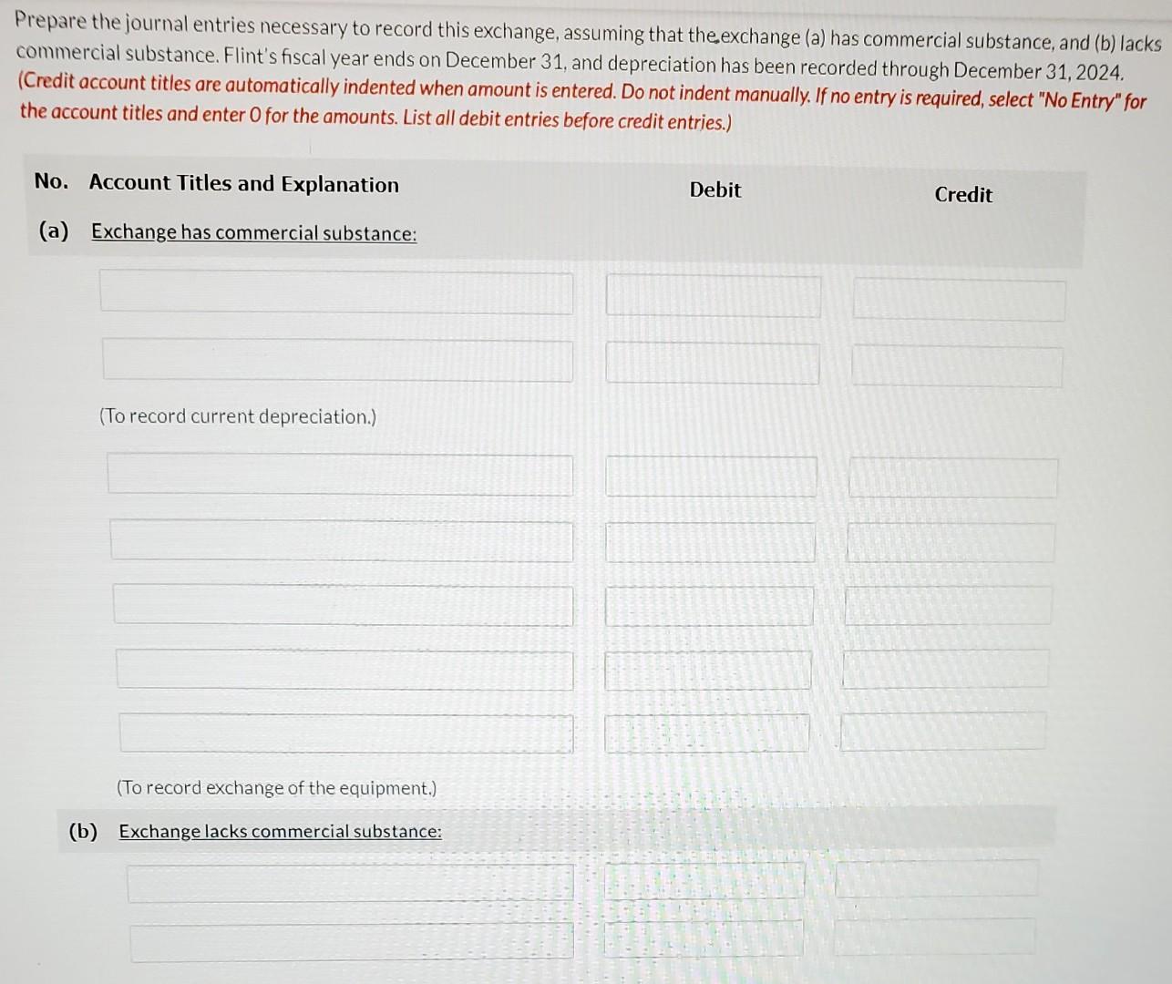 you Flint Company purchased an electric press on June 30,2025, by trading