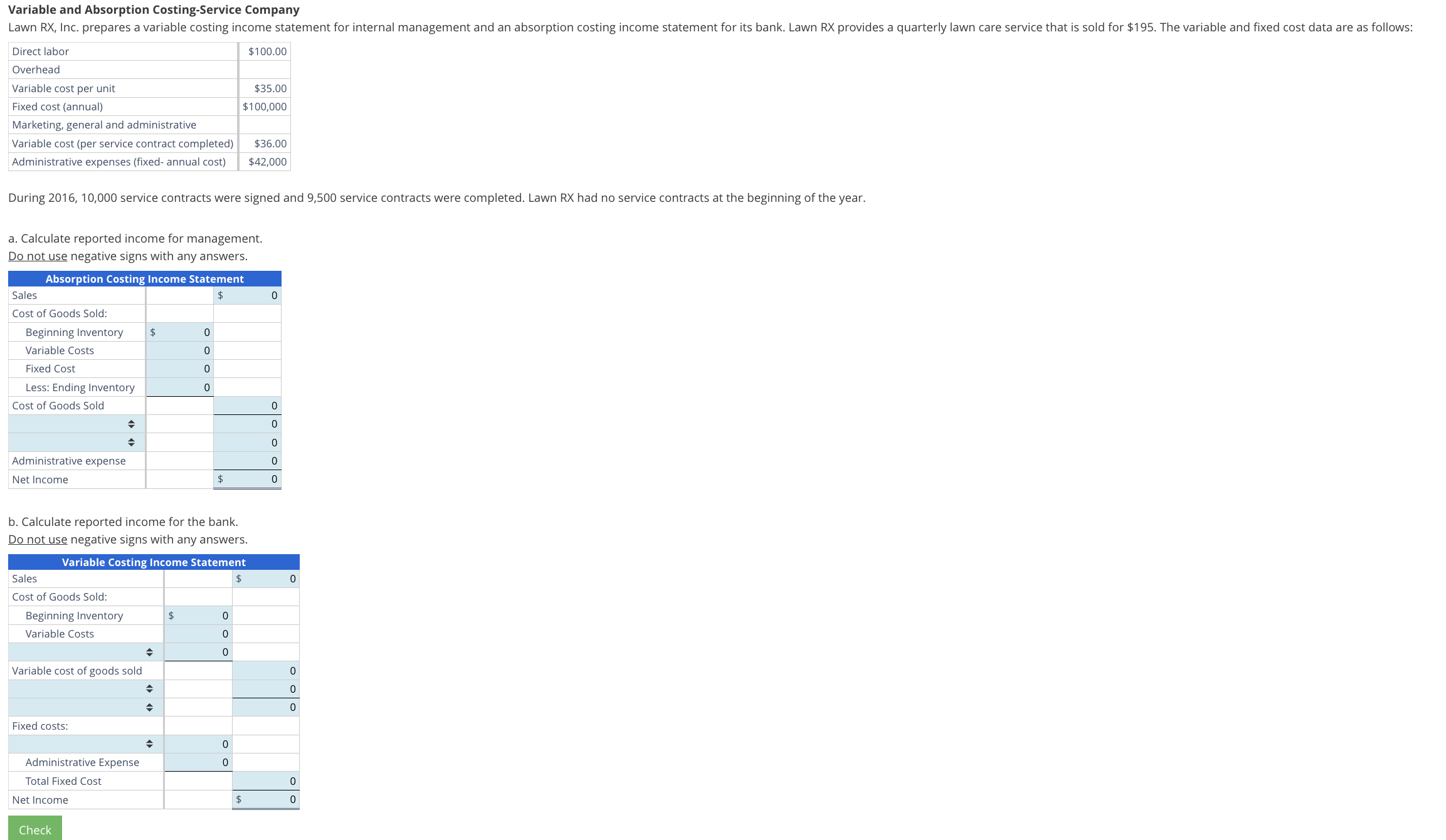  Please type the answer into a similar table. Variable and Absorption