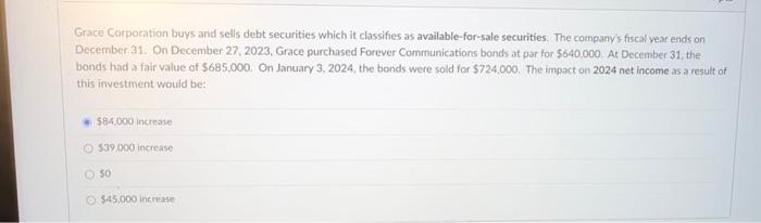 trading securities. The companys fiscal year ends on December 31. On December
