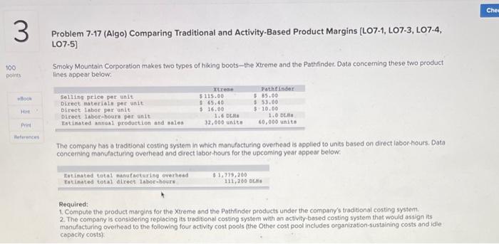  ec 7 3 Chei 3 Problem 7-17 (Algo) Comparing Traditional and
