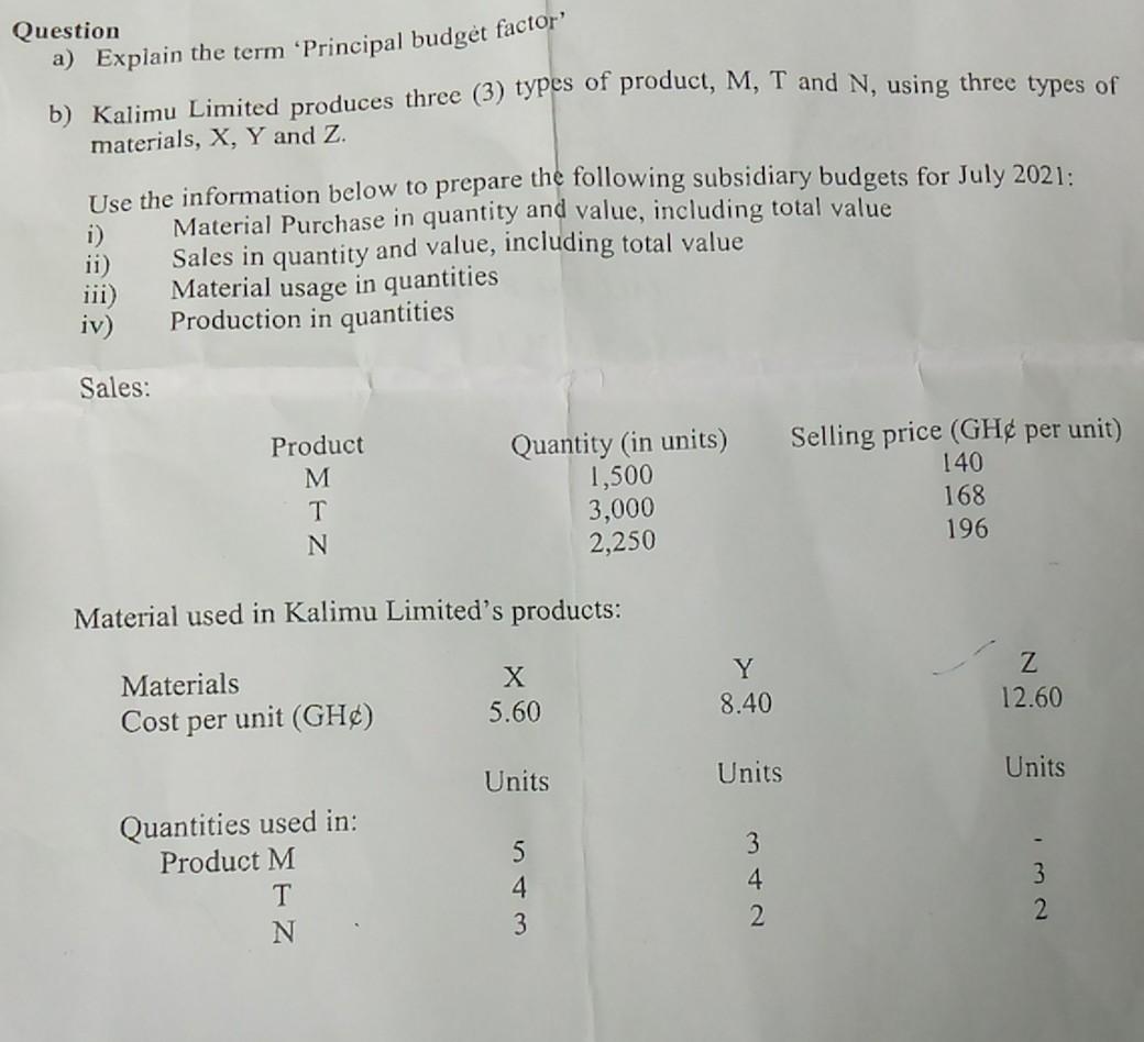  pls show working and solutions Question a) Explain the term 'Principal