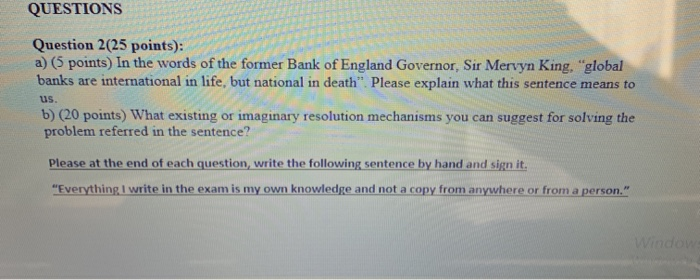  QUESTIONS Question 2(25 points): a) (5 points) In the words of