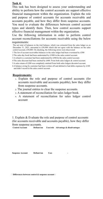  Task 4: This task has been designed to assess your understanding