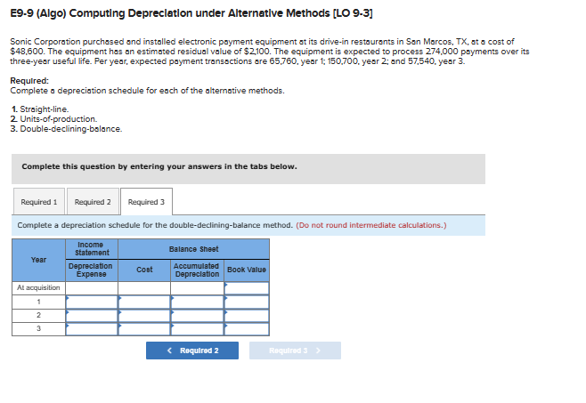 please help with all 3 parts E9-9 (Algo) Computing Depreclation under Alternatlve