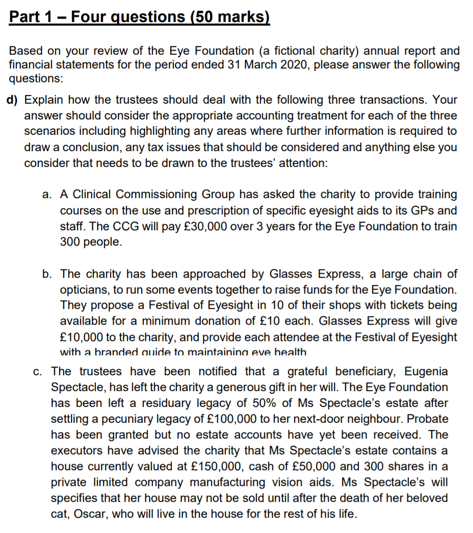  Part 1 - Four questions (50 marks) Based on your review