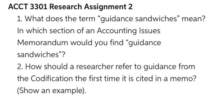 acct research assignment ACCT 3301 Research Assignment 2 1. What does the