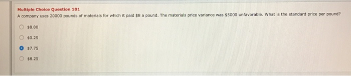 timed final help!! Multiple Choice Question 101 A company uses 20000 pounds