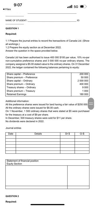 answer Q 1 correctplease with complete details an explanation 1.1 Prepare the