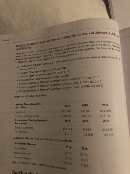  Please complete a-g Financial Statement Analysis Case 2: Profitability Analysis of