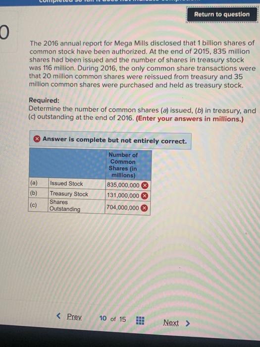  Return to question o The 2016 annual report for Mega Mills