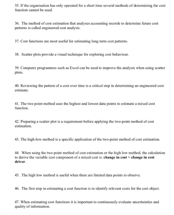 functions are a mathematical representation of the total cost of a cost