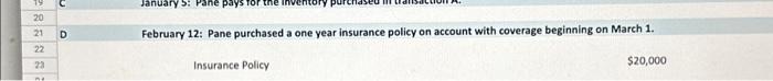 Help with the adjusting entry on transaction D please. thank you D