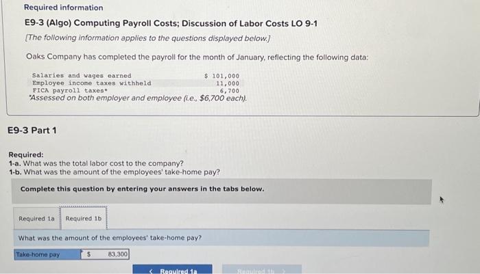 displayed below.] Oaks Company has completed the payroll for the month of
