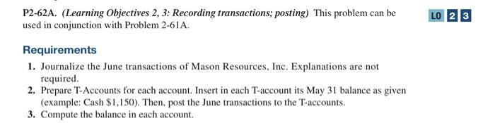the financial position of Mason Resources, Inc., on May 31, 20X6: During