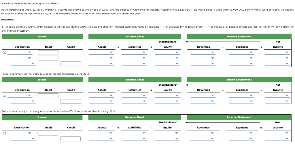  Allowance Method for Accounting for Bad Debts At the beginning of