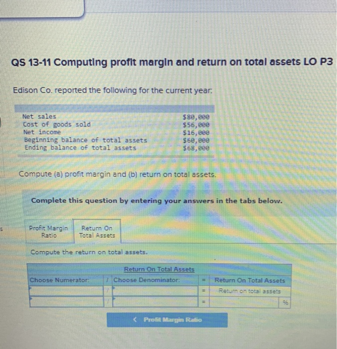 P3 Edison Co. reported the following for the current year. Net sales