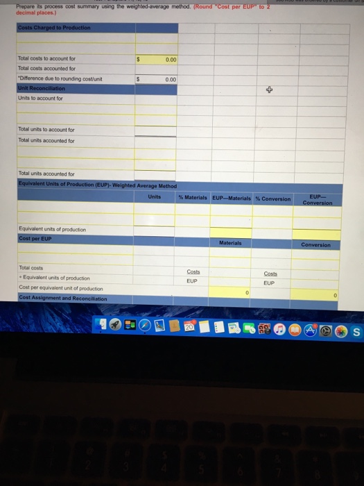 cost summary LO C3 The following partially completed process cost summary describes
