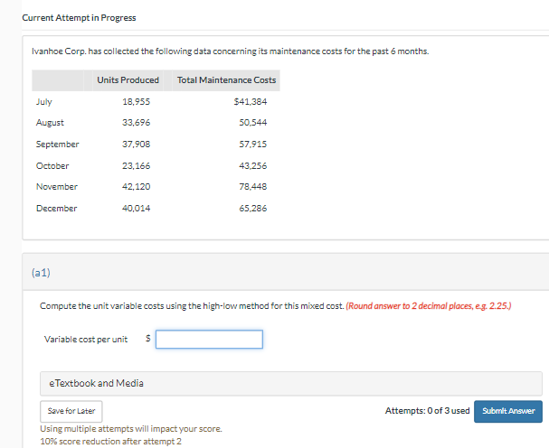  Current Attempt in Progress Ivanhoe Corp. has collected the following data