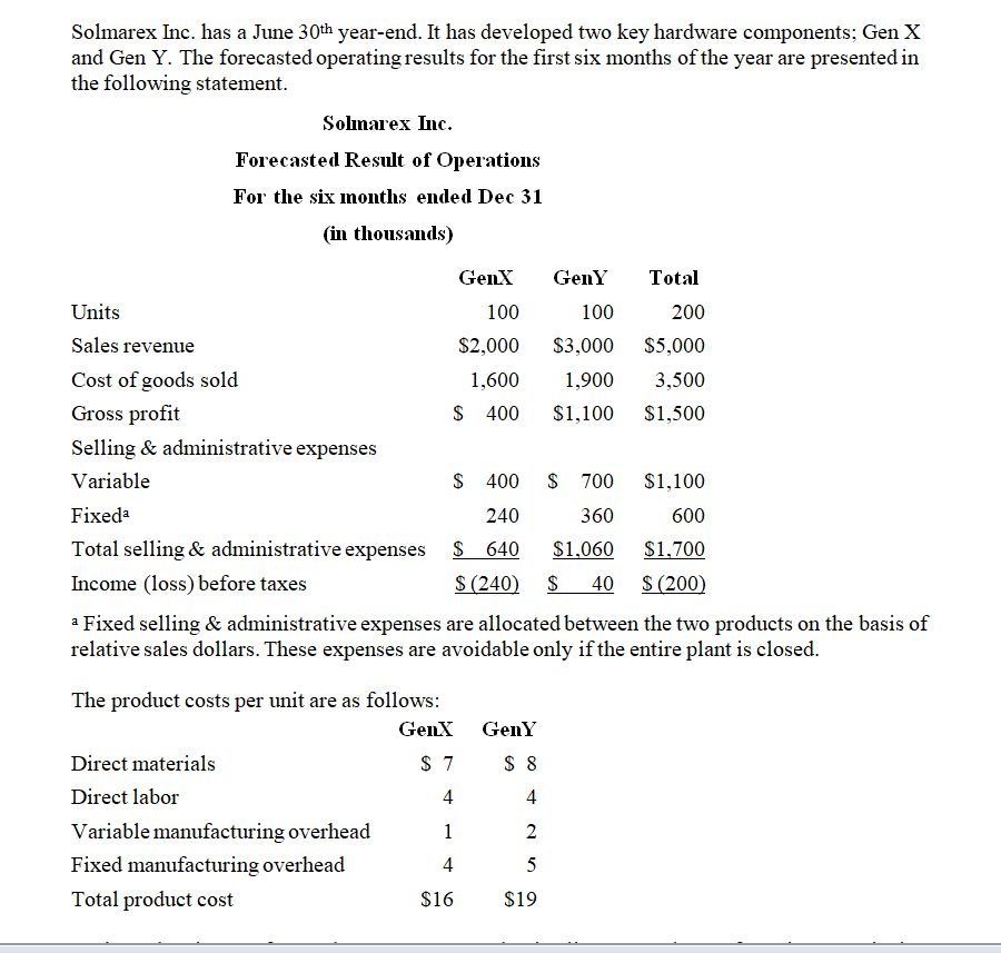 Gen x Gen Y Total Contribution margin Direct fixed expenses Segment