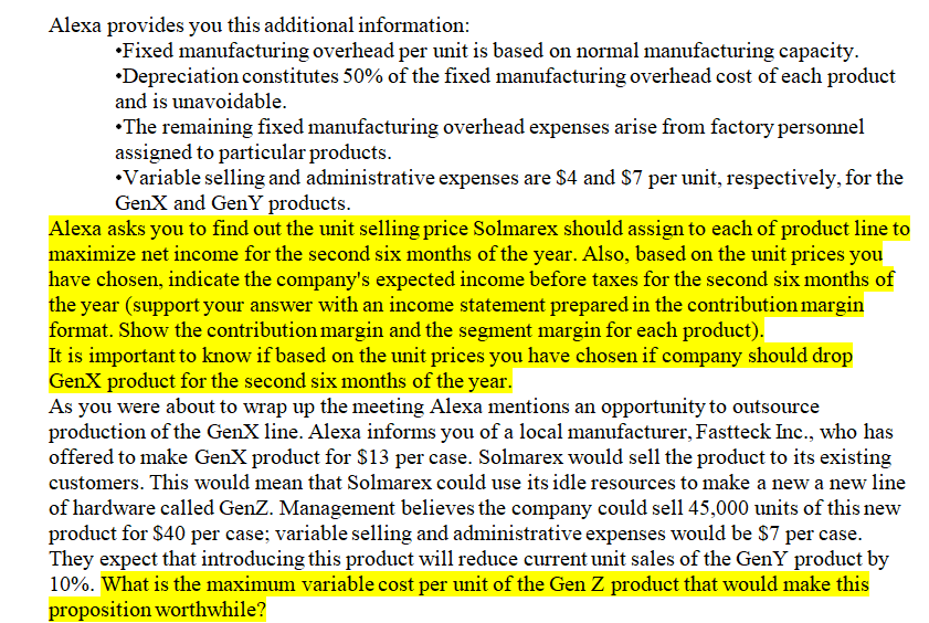 cost per unit of the Gen Z product: CM of Gen X