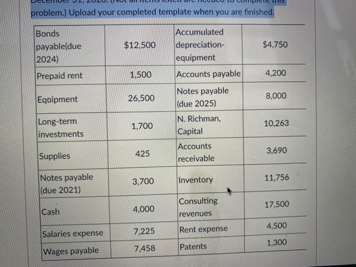  Using the Excel template for question number 21 that you downloaded