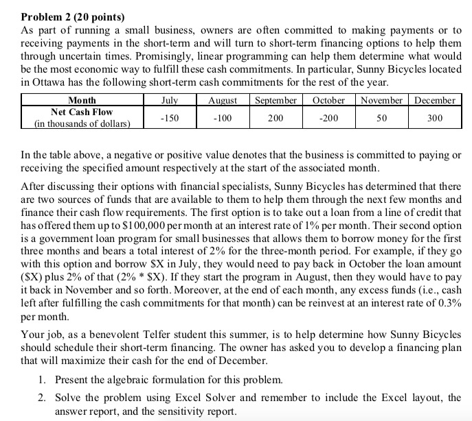  please showing the solving steps, thank you. Problem 2 (20 points)