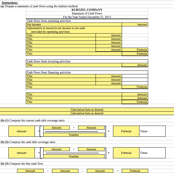 cash-based ratios. Presented below are the financial statements of Kurtzel Company. Prepare