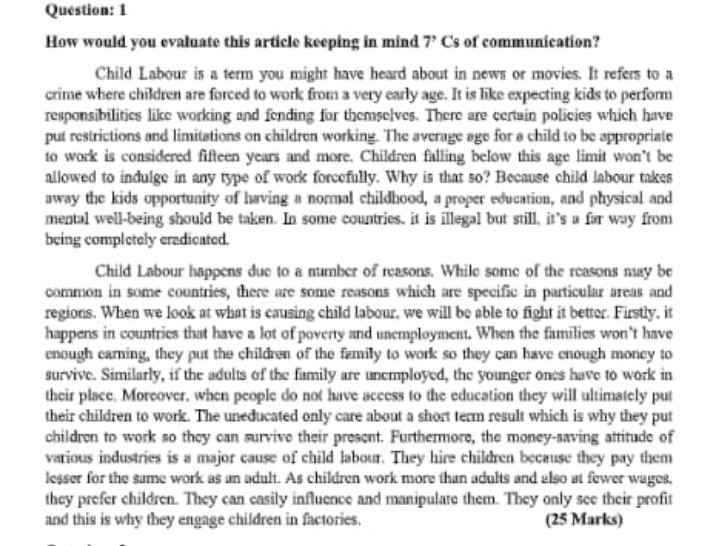 Question: 1 How would you evaluate this article keeping in mind