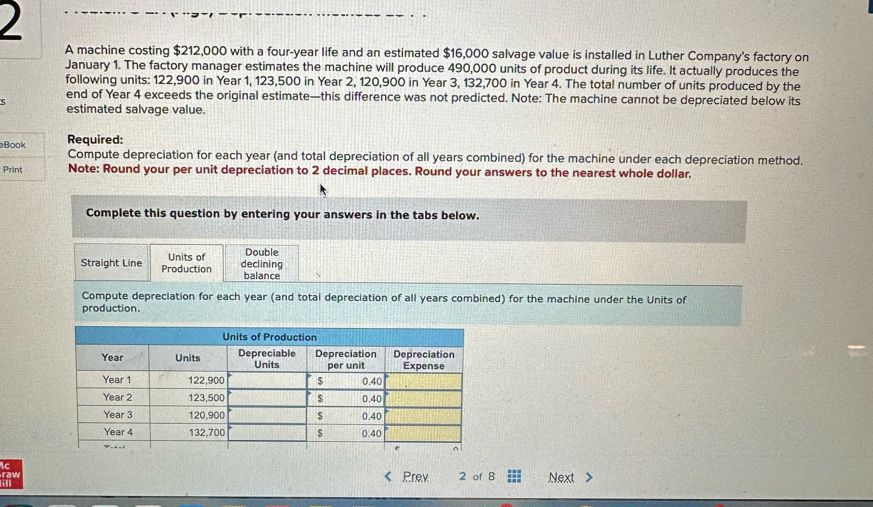  A machine costing $212,000 with a four-year life and an estimated