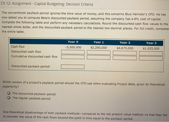 establish and identify a maximum acceptable payback period that helps in their