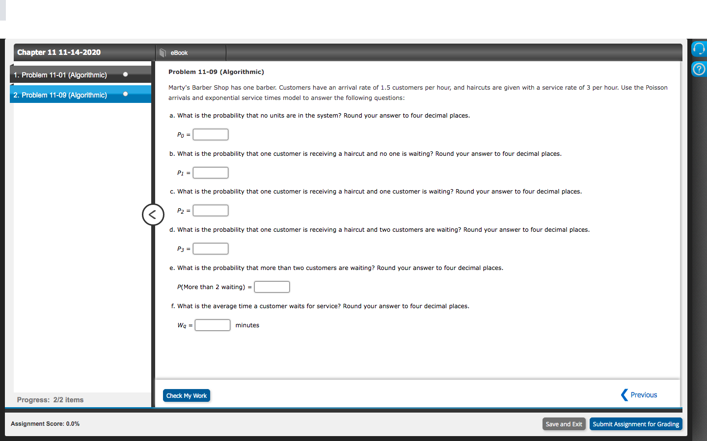 Chapter 11 11-14-2020 eBook ? 1. Problem 11-01 (Algorithmic) Problem 11-09
