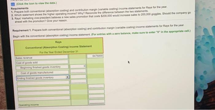  please show method Click the icon to view the data.) Requirements