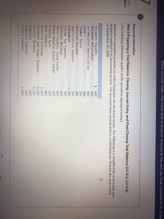  Check my work mode : This shows what is correct or