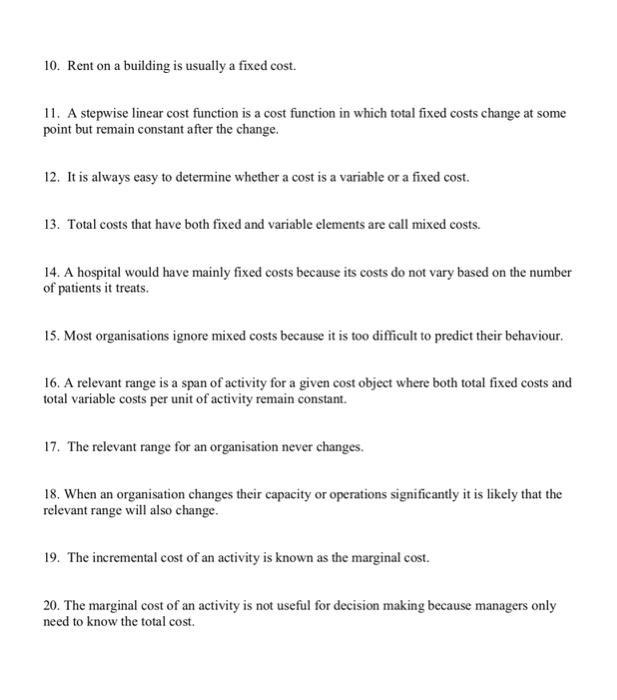 behaviour refers to the way that costs vary in relation to changes