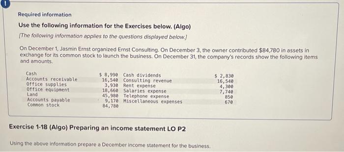 What am I missing? Required information Use the following information for the