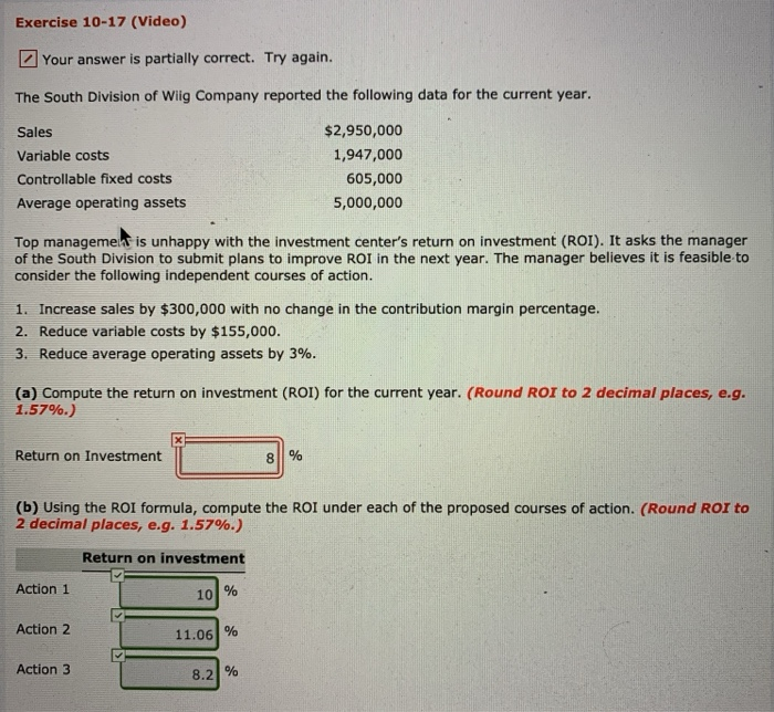  Exercise 10-17 (Video) Your answer is partially correct. Try again. The