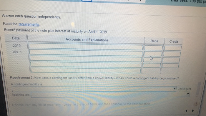 debits first, then credits. Select the explanation on the last line of