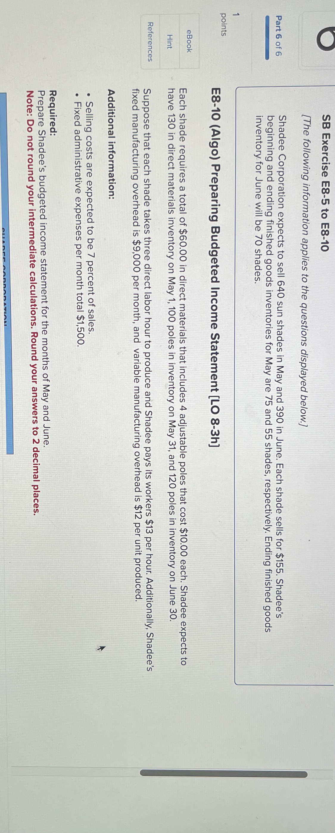  SB Exercise E8-5 to E8-10 [The following information applies to the